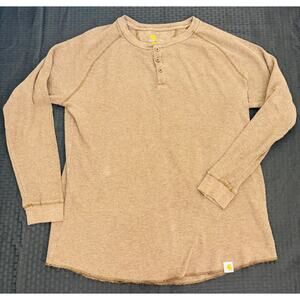 Carhartt Thermal Waffle Knit Long Sleeve Shirt, Tan, Men's Large